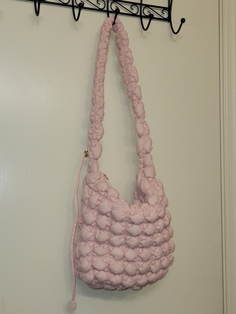 Soft Bubble-Quilt Pink Shoulder Bag